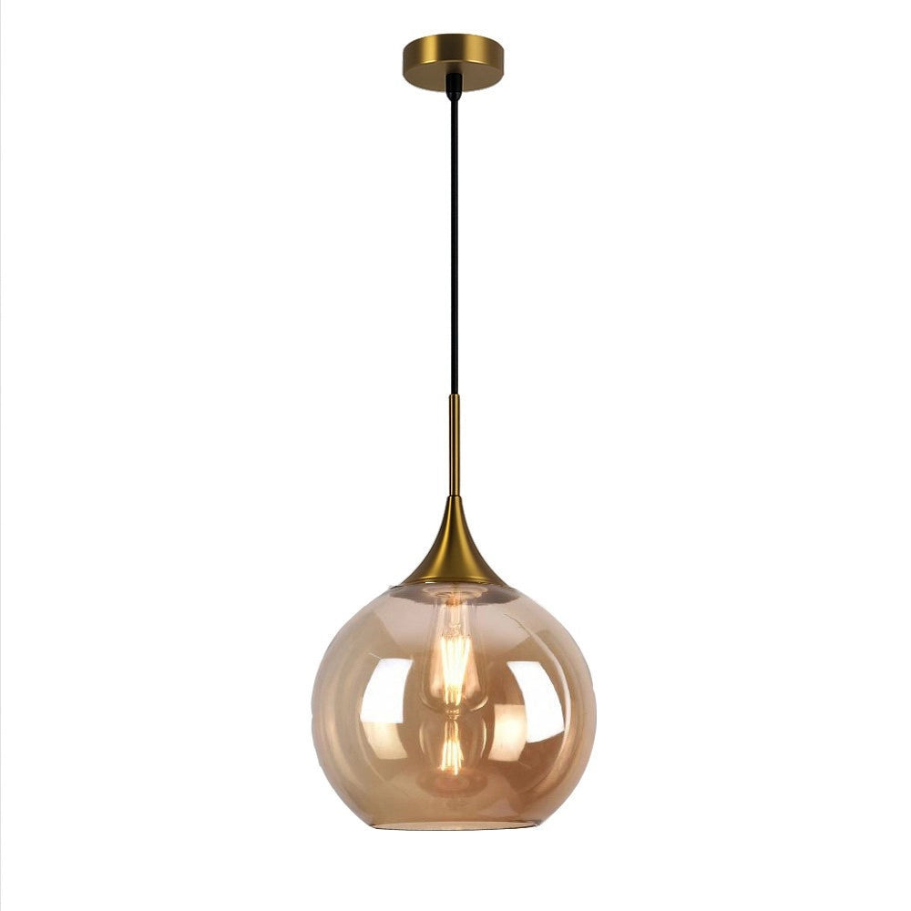 Trade Shop - Lampadario A Sospensione Decorativa In Metallo Con Sfera In Vetro Attacco E27 Ip20 A72 -