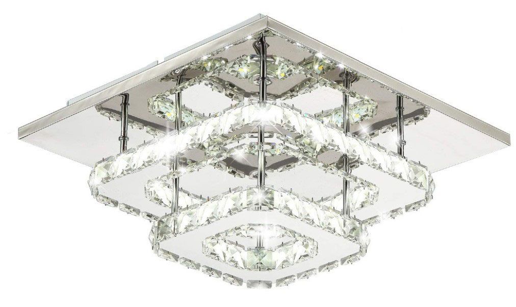 Lampada Da Soffitto Cristallo Plafoniere Led 24w Quadrato App410-c
