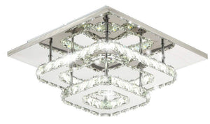 Lampada Da Soffitto Cristallo Plafoniere Led 24w Quadrato App410-c