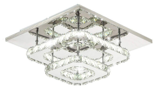 Lampada Da Soffitto Cristallo Plafoniere Led 24w Quadrato App410-c