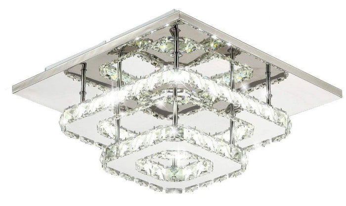 Lampada Da Soffitto Cristallo Plafoniere Led 24w Quadrato App410-c