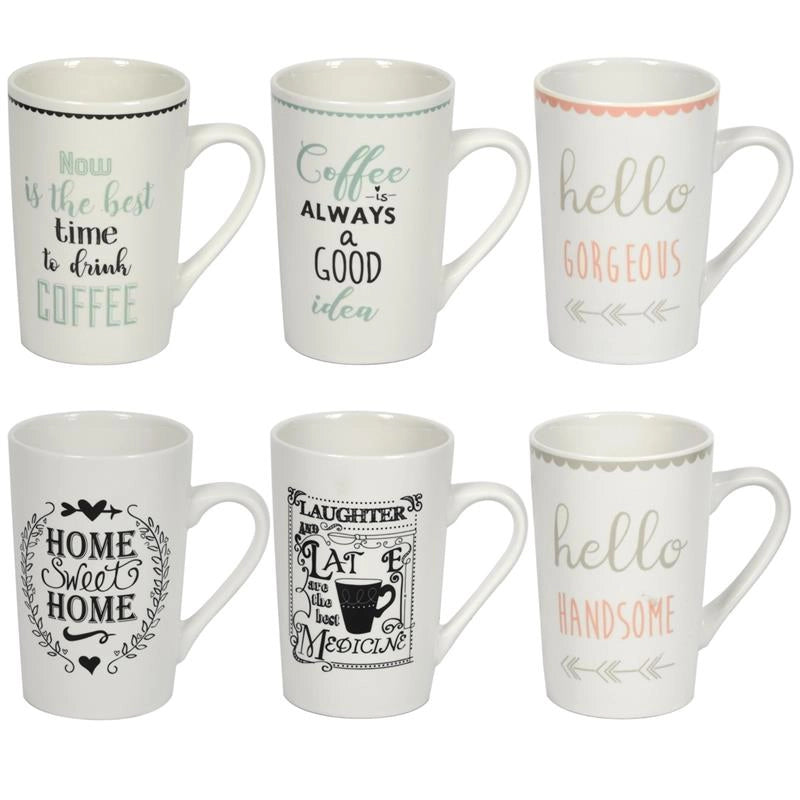 SET 6  MAUR'Y S MUG LOVE TAZZA PER COLAZIONE DA 400 ML IN FANTASIA ASSORTITA