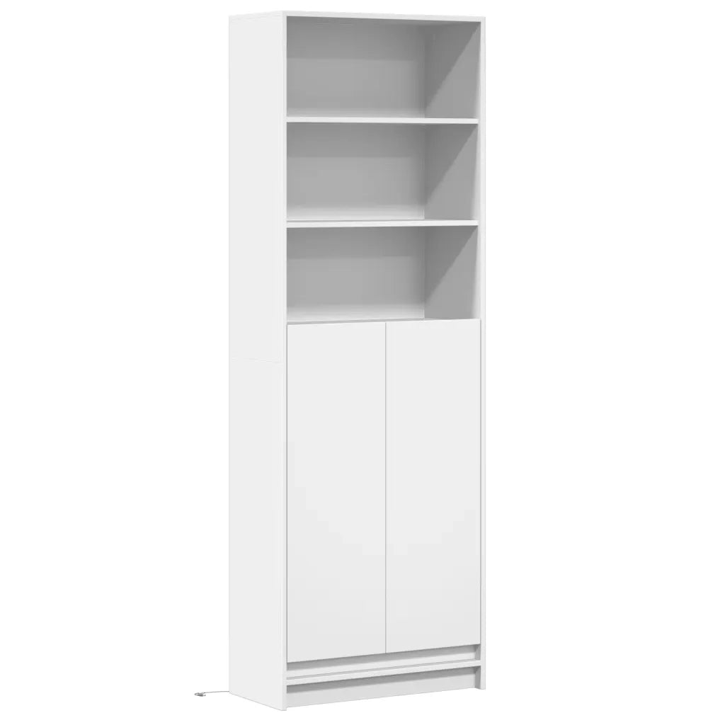 Credenza | Madia | Buffet da pranzo | Armadio da pranzo con LED Bianca 69x32,5x200 cm in Truciolato