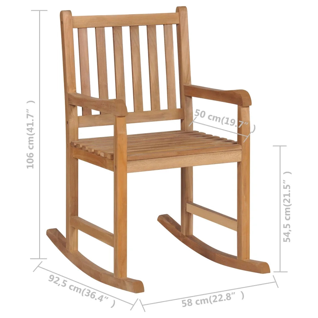 Sedia a Dondolo in Legno Massello di Teak 44992