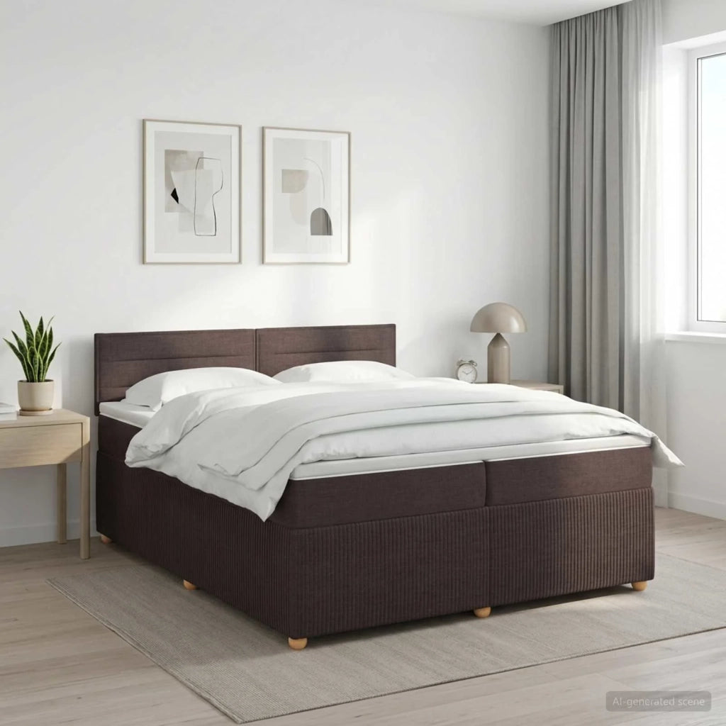 Letto box spring con materasso Marrone Scuro 200 x 200 cm 3451541