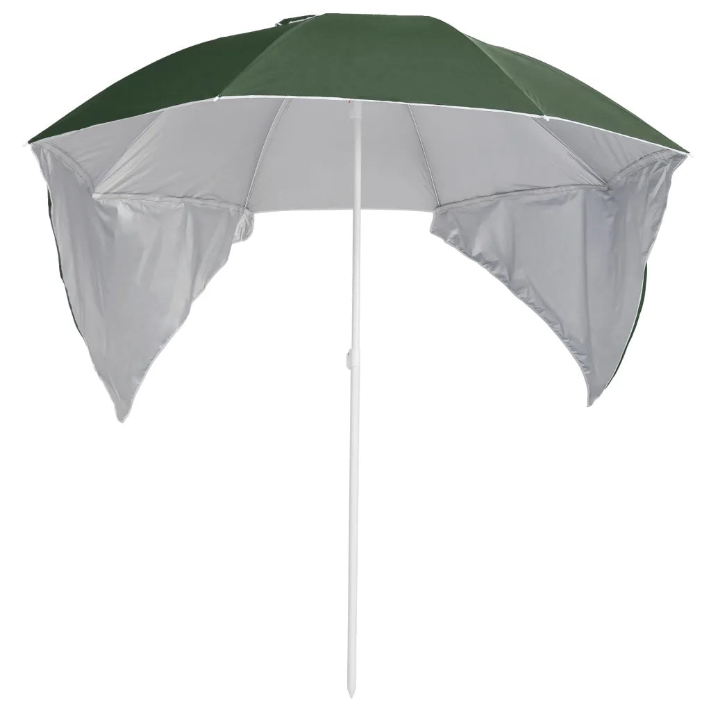 Ombrellone da Spiaggia con Teli Laterali Verde 215 cm 318838