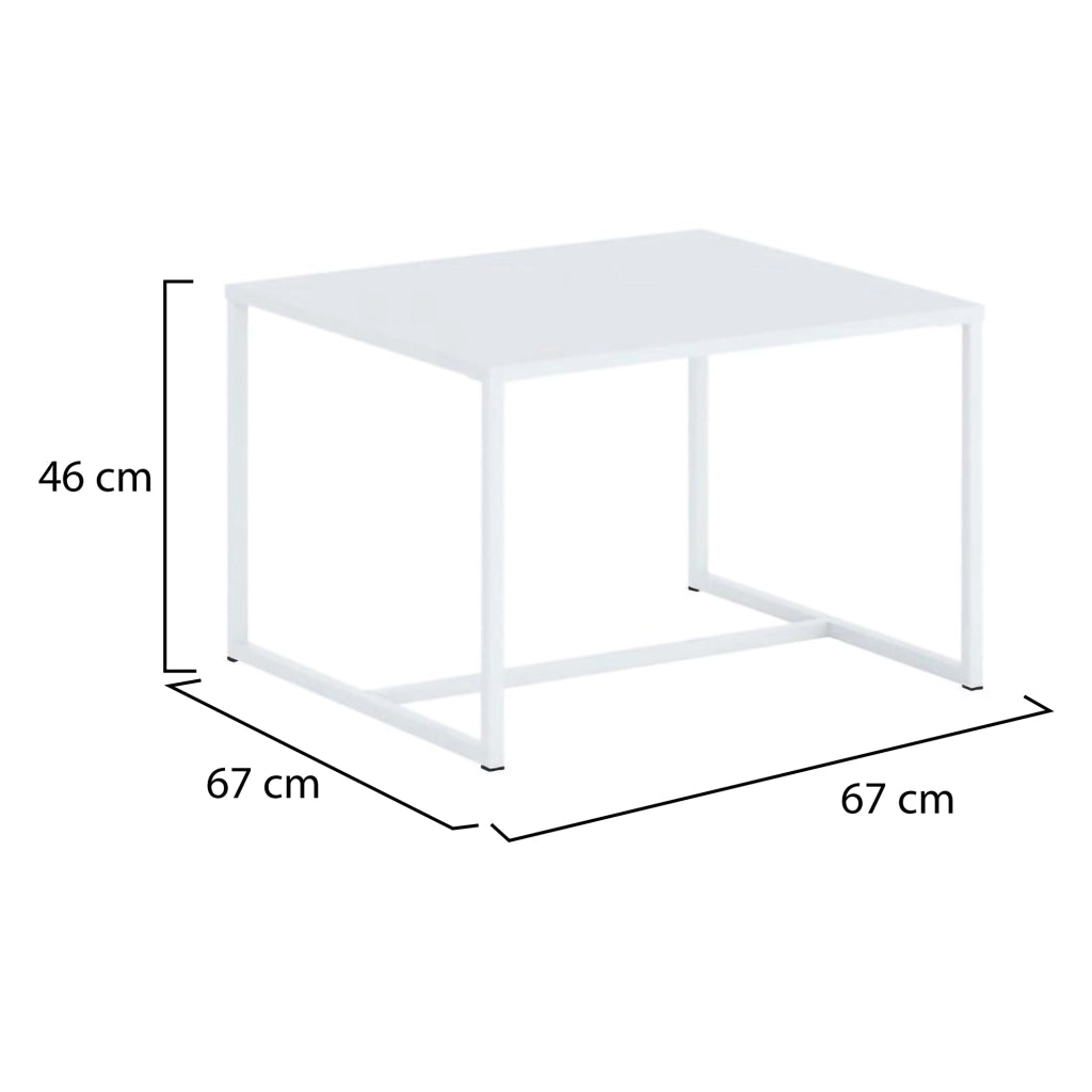 Lisese, Tavolino da Salotto Forma Quadrato, 67x67x46h cm Bianco
