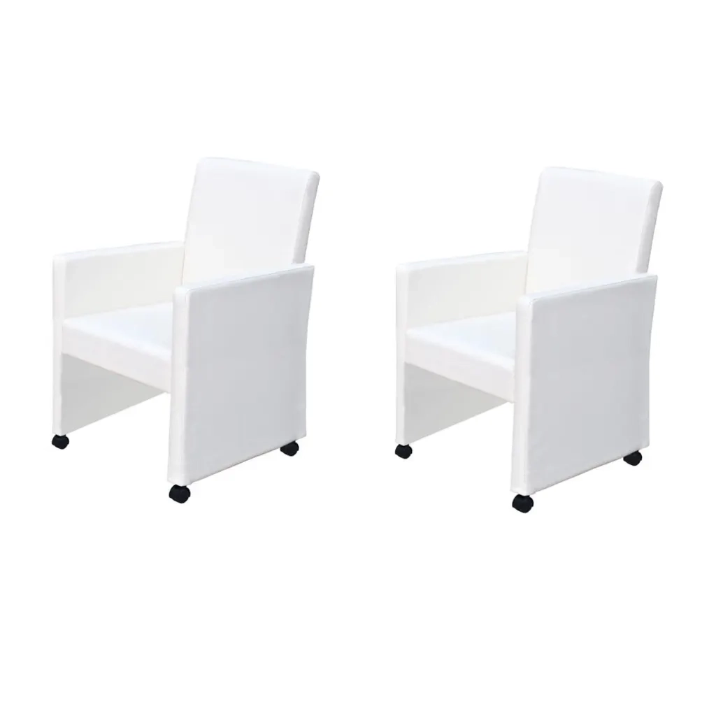 Sedie da Pranzo 2 pz Bianche in Similpelle 60347