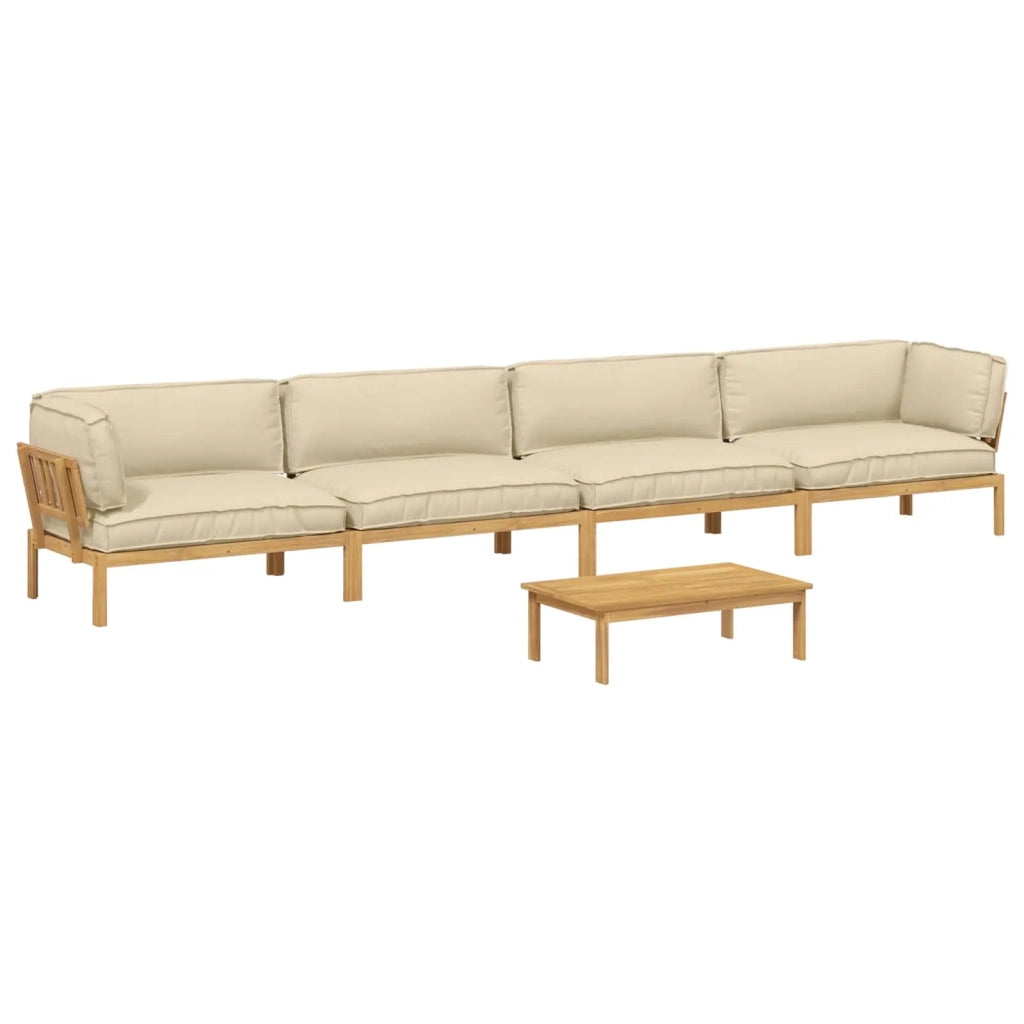 Set di divani con cuscino 5 pcs Beige Legno di Acacia Massello 3418397