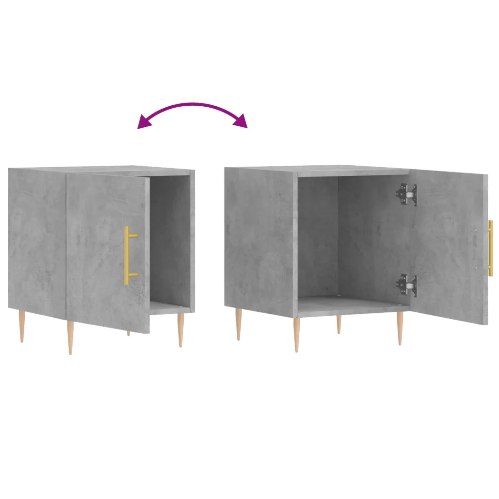 Comodini 2 pz Grigio Cemento 40x40x50 cm in Legno Multistrato