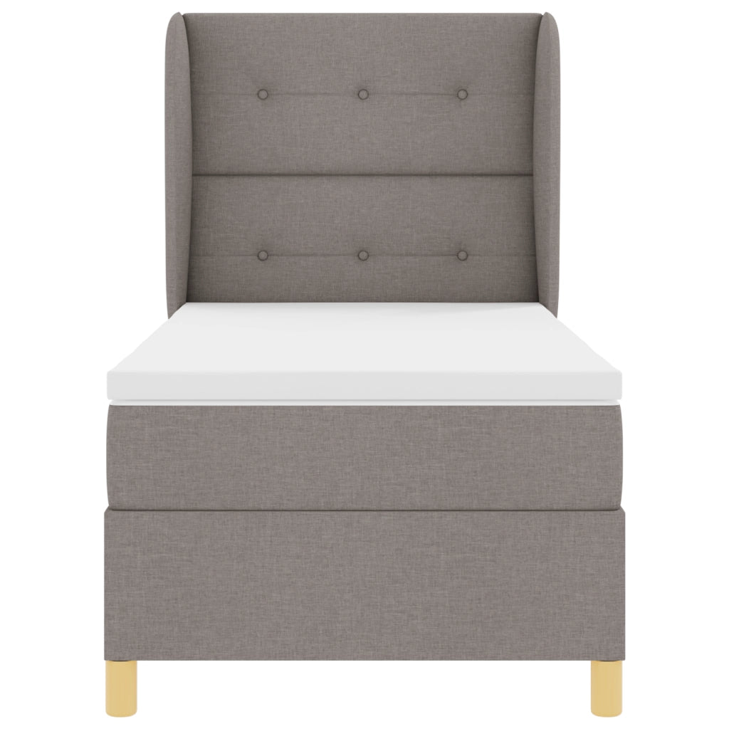 Letto con Box Spring e Materasso Tortora 90x200 cm in Tessuto