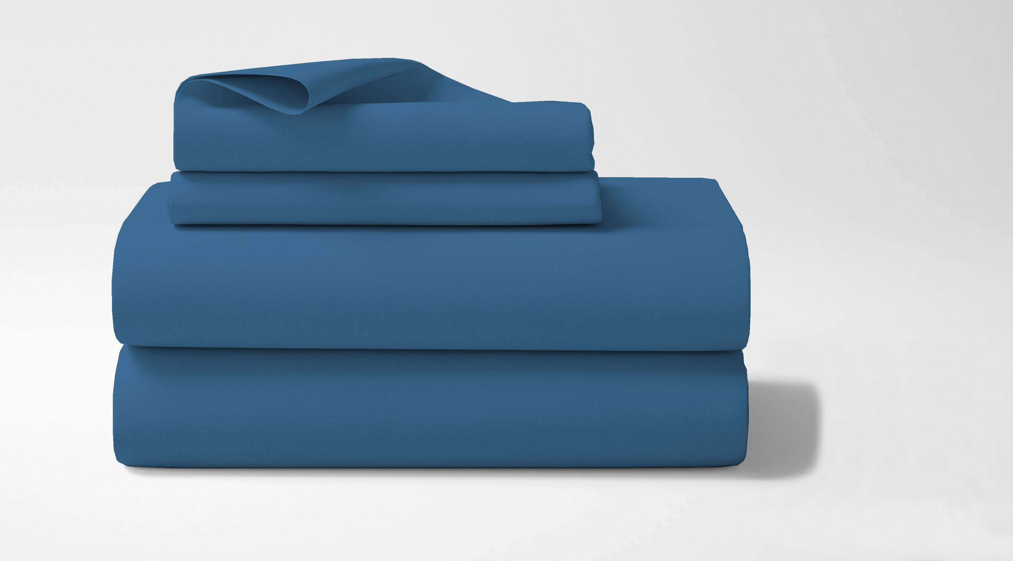 Completo letto matrimoniale a tinta unita set lenzuola Prodotto italiano 100% Cotone - Blu - Matrimoniale