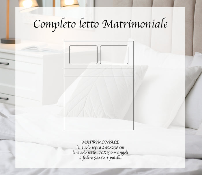 Completo letto matrimoniale a tinta unita set lenzuola Prodotto italiano 100% Cotone - Blu - Matrimoniale