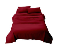 Completo letto matrimoniale a tinta unita set lenzuola Prodotto italiano 100% Cotone - Bordeaux - Matrimoniale