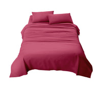 Completo letto matrimoniale a tinta unita set lenzuola Prodotto italiano 100% Cotone - Fragola - Matrimoniale