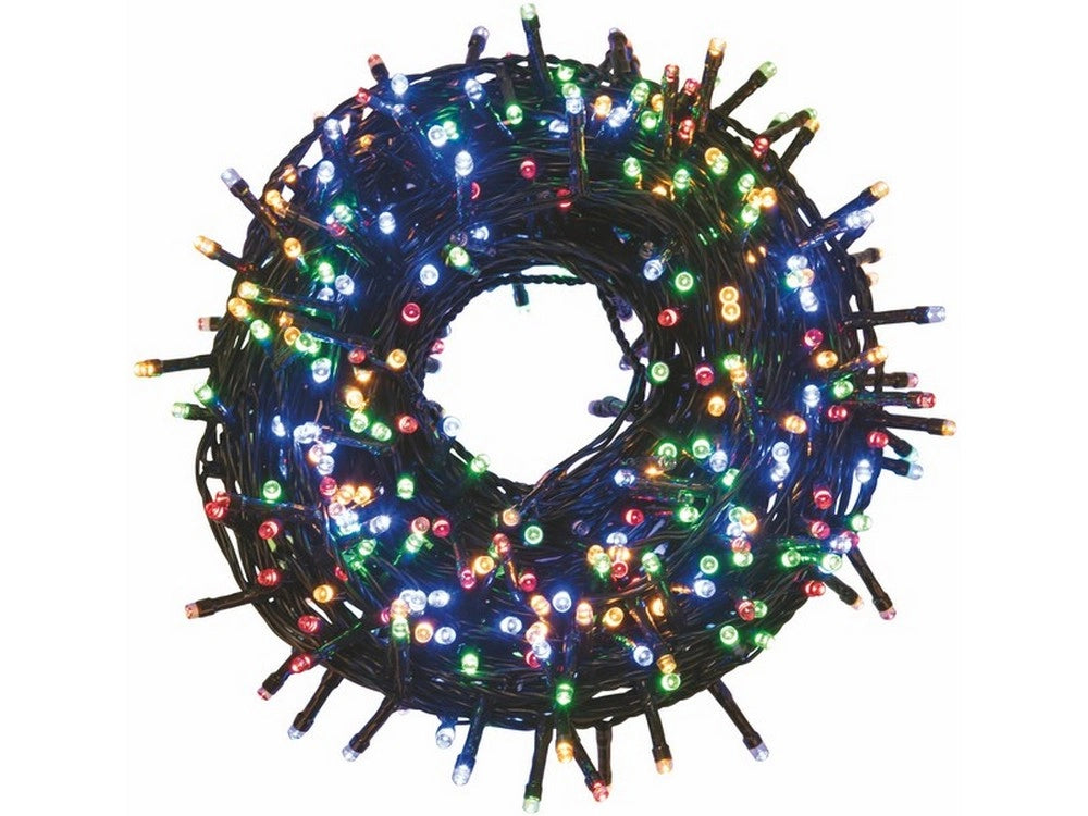 1pz luci di natale per interno ed esterno multicolor  500 led cavo luci 22,5 mt cod:ferx.vit54771