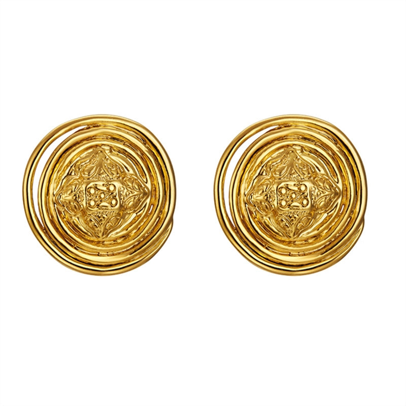 Orecchini a bottone vintage in metallo con ago in argento S925