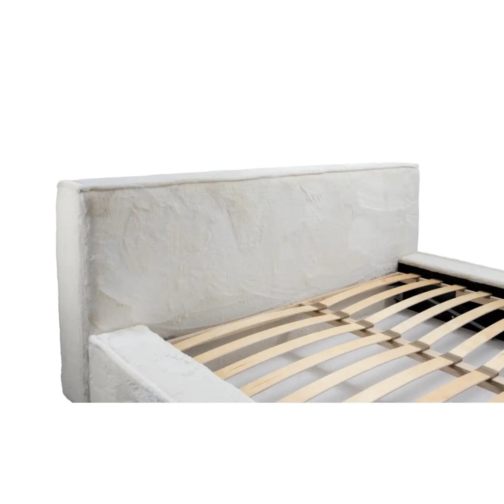 Letto contenitore ORLANE – Beige Sabbia perla polare – 180x200 cm – Rete sollevabile – Design di alta gamma
