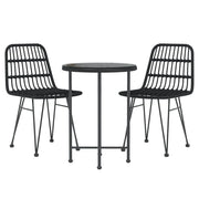 Set da pranzo da giardino mobili da esterno 3 pezzi in resina nera vimini 02_0013677
