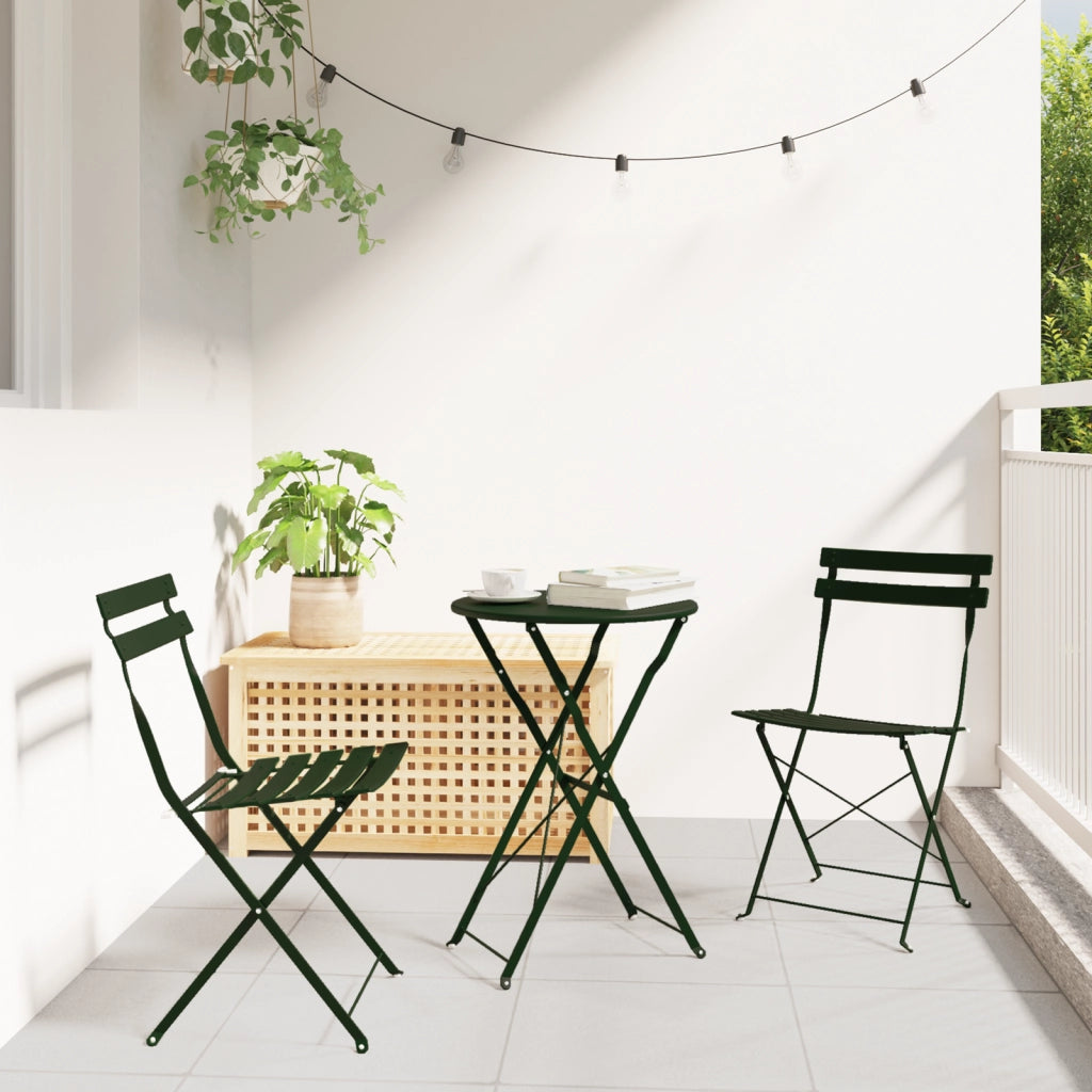 Set di 2 sedie da giardino pieghevoli  in acciaio verde scuro