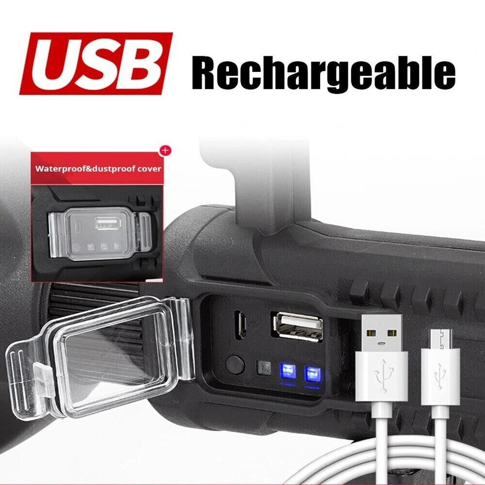 Trade Shop - Torcia A Led Portatile Fo-120 Ricaricabile Usb Con Treppiede Pieghevole Funzione Powerbank -