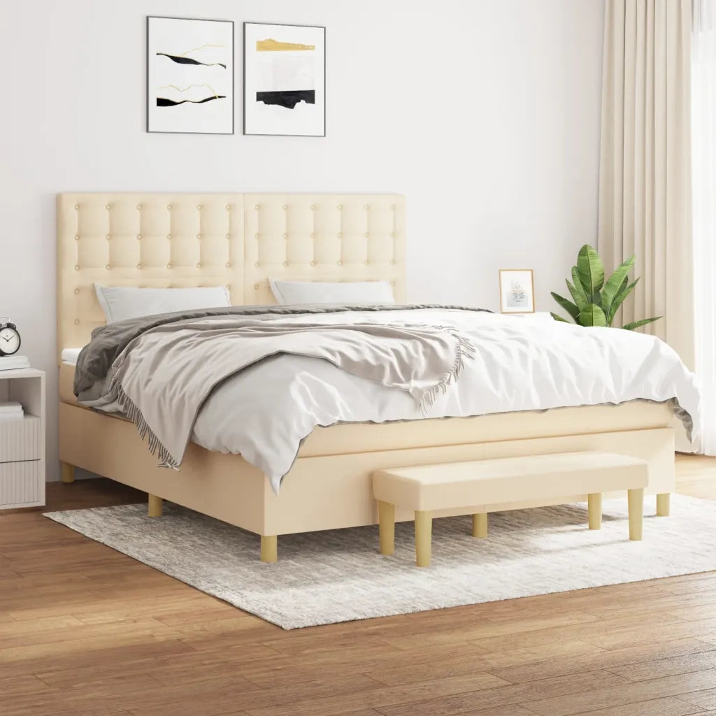 Giroletto a Molle con Materasso Crema 160x200 cm in Tessuto 3137490
