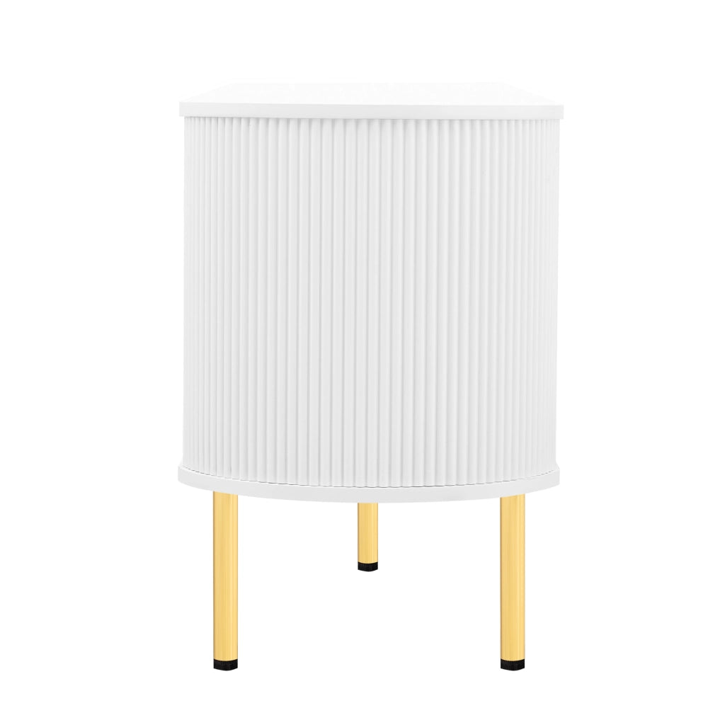 Mobile TV 170x35x55 cm; ante in vetro e passacavi; MDF bianco oro