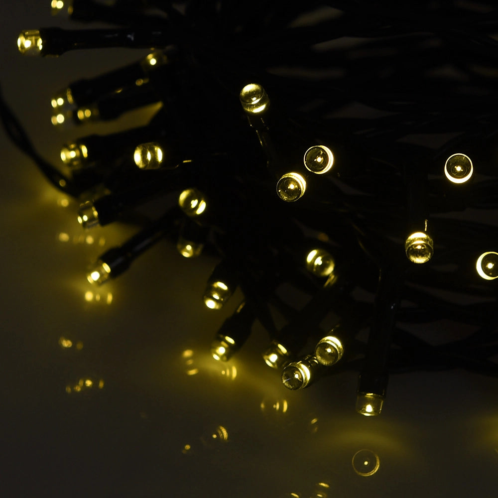 CATENA LUMINOSA DI NATALE 100 LED A RICARICA SOLARE LUCE CALDA - IDEALE PER ALBERI E DECORAZIONI