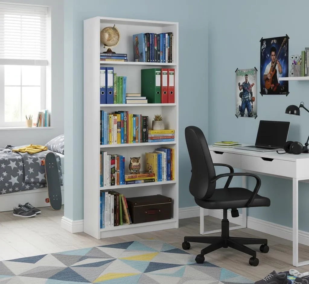 LIBRERIA 5 VANI BIANCO OPACO PER STUDIO, CAMERETTA L.69 P.35 H.200 cm
