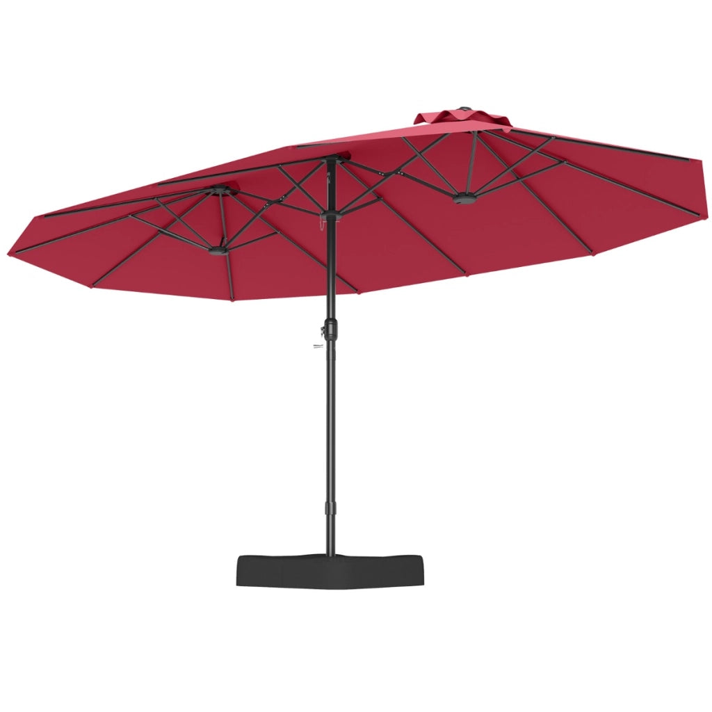 Ombrellone da patio per esterni per sole per giardino, Ombrellone da mercato grande 470 cm con base Rosso Bordeaux