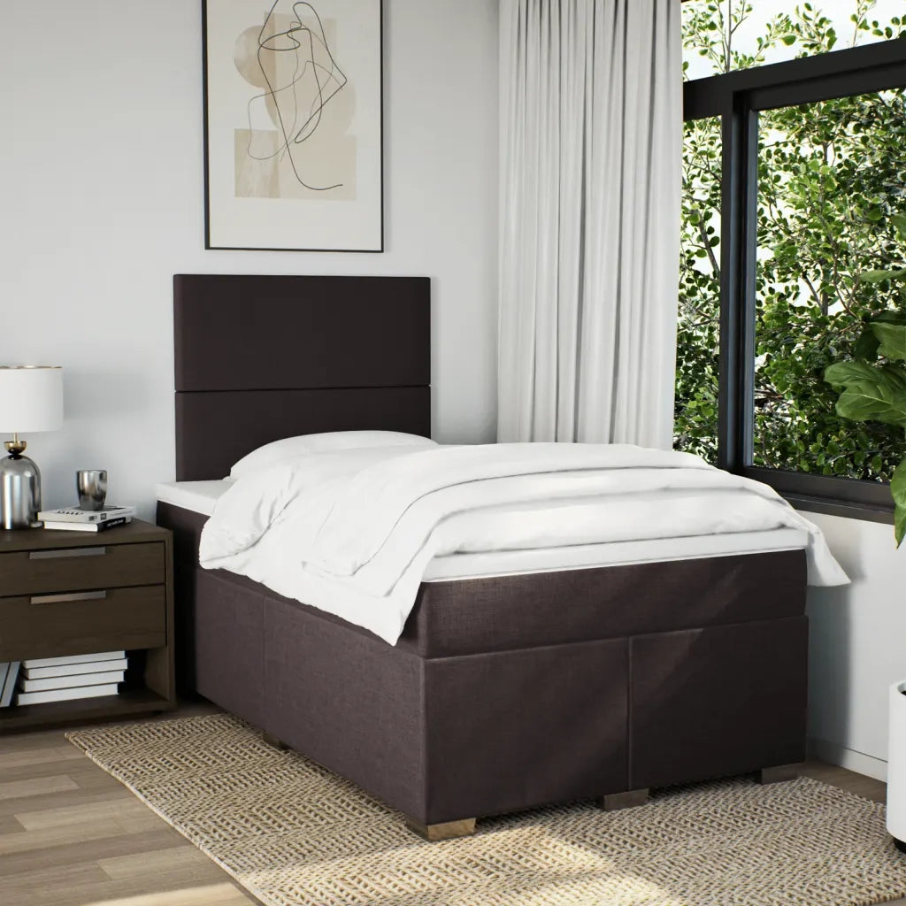 Giroletto a Molle con Materasso Marrone Scuro 120x190cm Tessuto