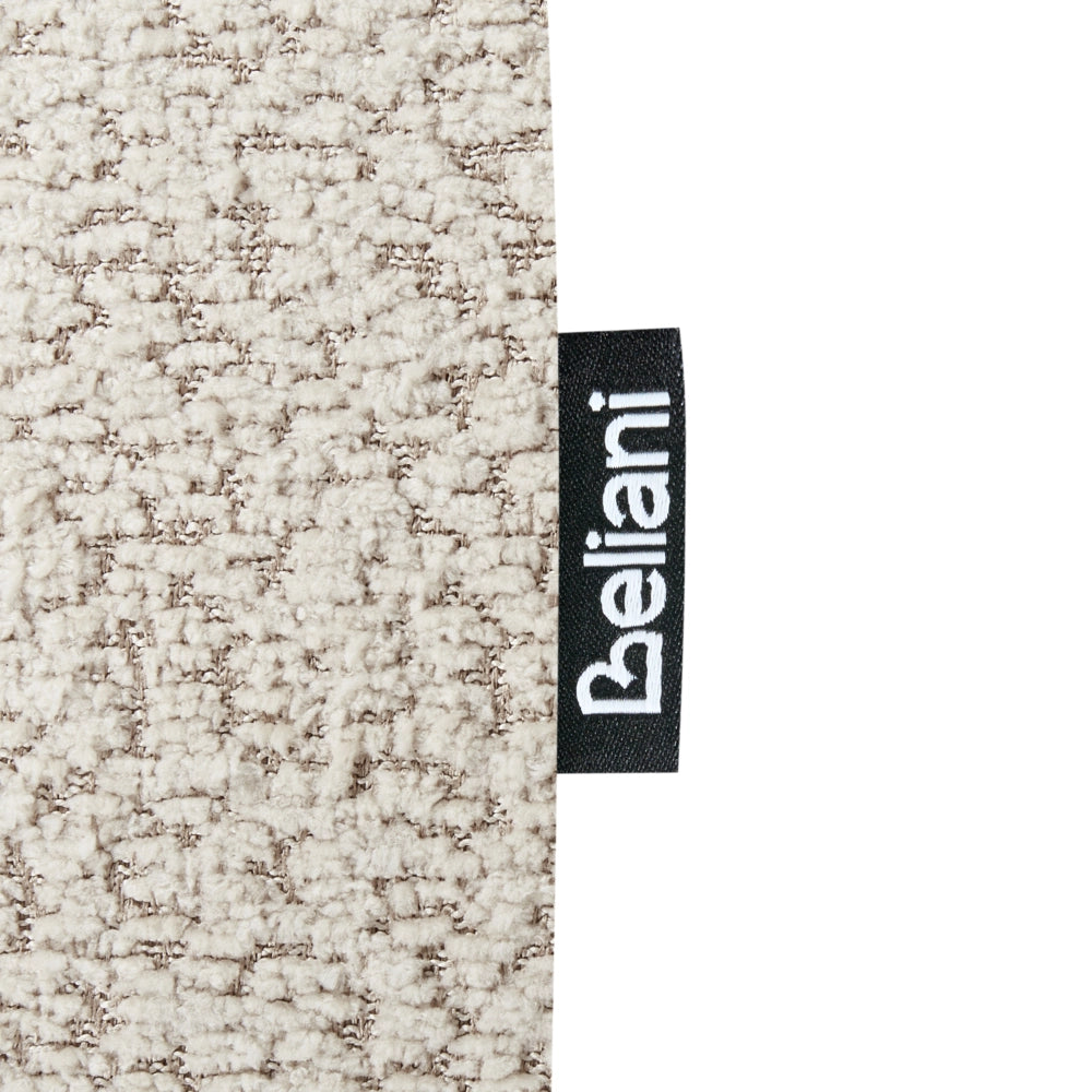 Set di 2 sedie da pranzo marrone scuro e beige con struttura in legno di gomma e seduta bouclé, design retrò senza braccioli