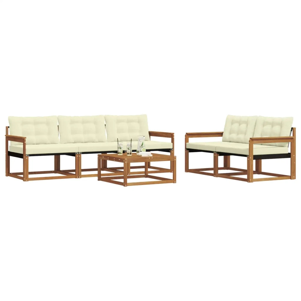 Set di divani da esterno con cuscino 6 pcs Naturale e Crema 3369185