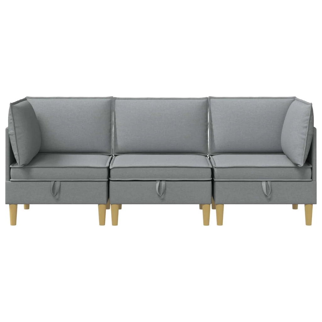 Set di mobili per il soggiorno 3 pcs Grigio Chiaro Tessuto 3413673