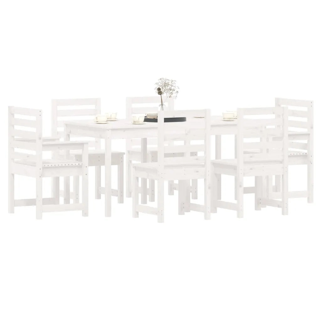 Set da Pranzo per Giardino 7pz Bianco in Legno Massello di Pino 3154708