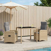 Set da pranzo per esterni 3 pz Beige e Grigio Chiaro polyrattan 3422334