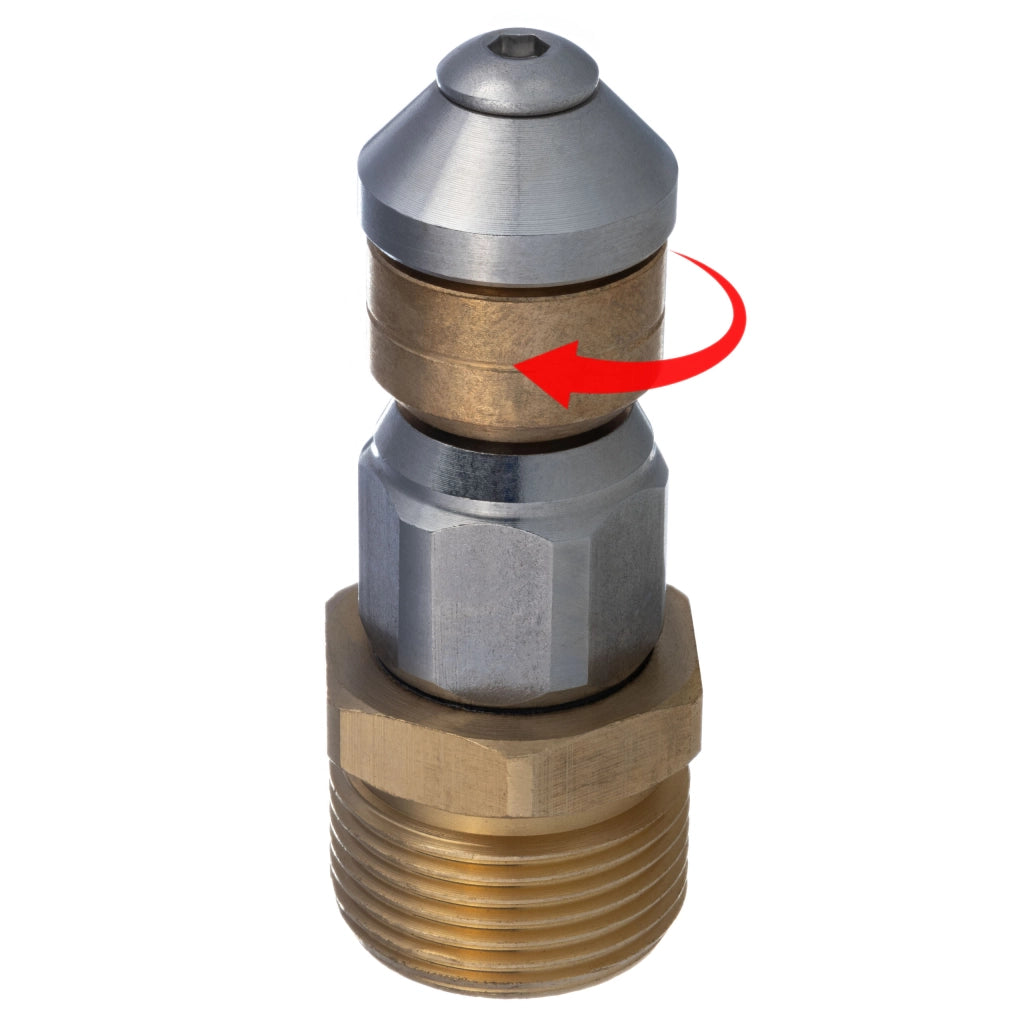 Ugello Rotante M22 350 Bar – Acciaio Inox e Ottone | Pressione Max 350 Bar, Temp. Max 155°C