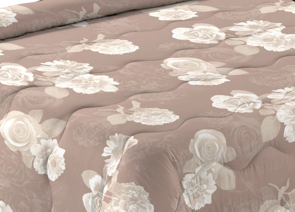 Trapunta Piumone Letto Invernale Imbottita 300gr Scaldanotti Matilde - Piazza E Mezza - Beige