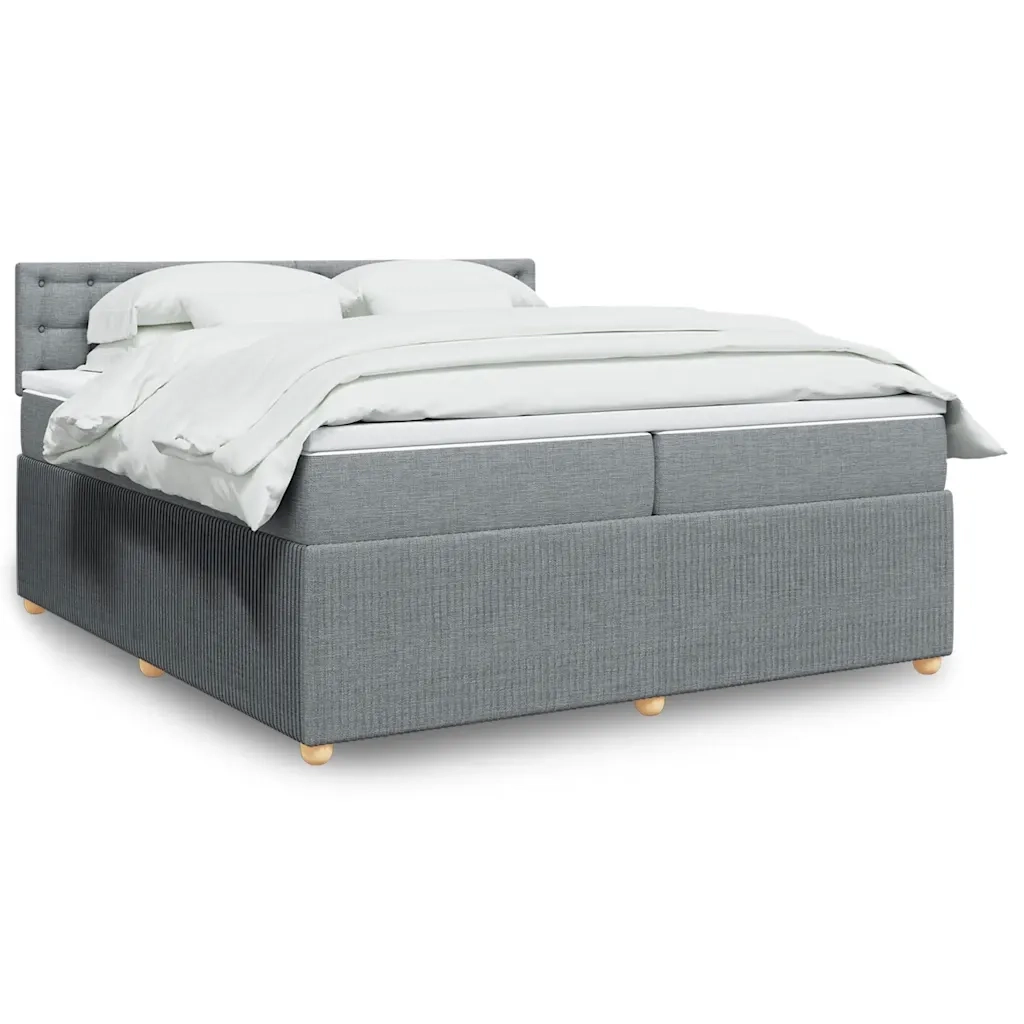 Giroletto a Molle con Materasso Grigio Chiaro 200x200cm Tessuto
