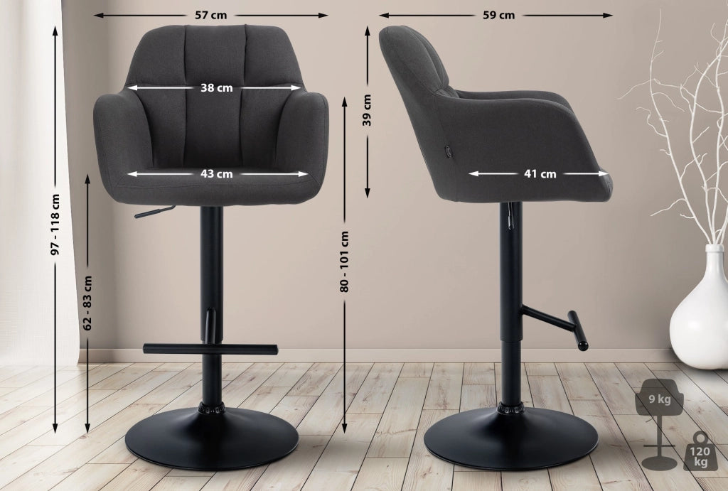 Barhocker Natoma Stoff schwarz