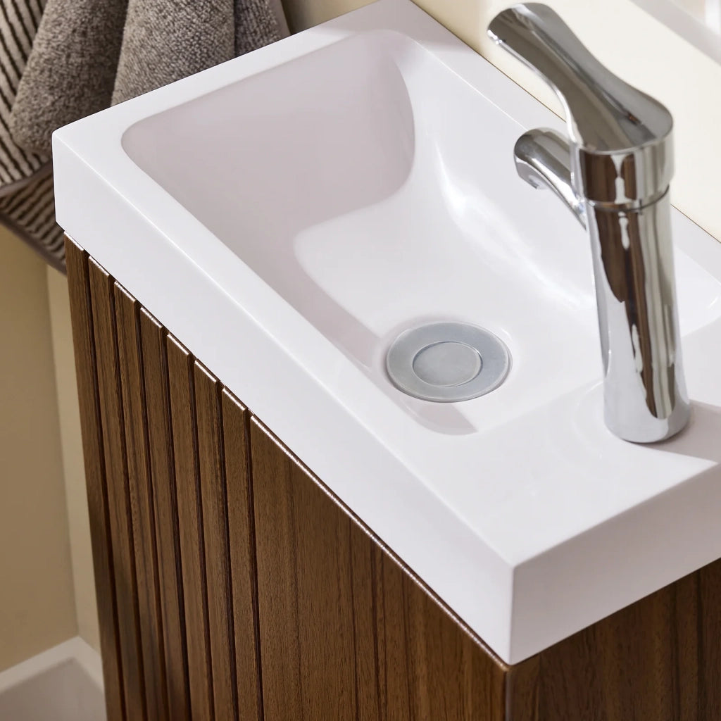 SoBuy Mobile Sottolavabo con 1 Anta, Armadietto Bagno, Mobile Sospeso con Lavabo, Mobiletto Salvaspazio, Marrone, 40x22x56 cm BZR196-BR
