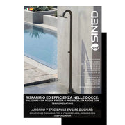 SINED Doccia da esterno ad acqua fredda in acciaio inox struttura resistente agli agenti atmosferici colore da specificare RIVISTA-DOCCE-ACQUA-FREDDA-IT-ES