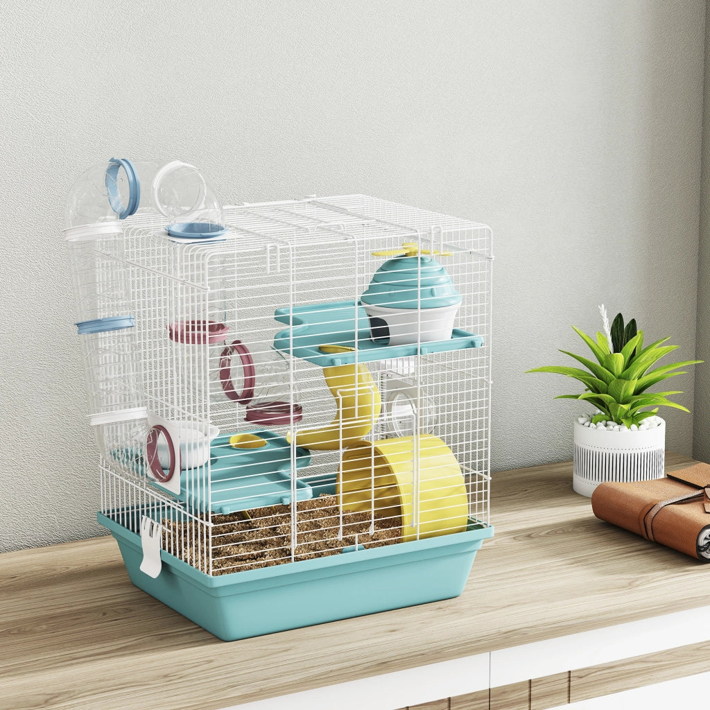Casetta 3 Livelli per Criceti con Tubi e Accessori ¨C zephmum ¨C Grigio 34.5x27.5x41 cm
