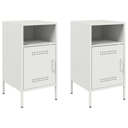 Set di 2 Comodini | Armadio da Notte | Mobiletto da notte Bianchi 36x39x68 cm in Acciaio