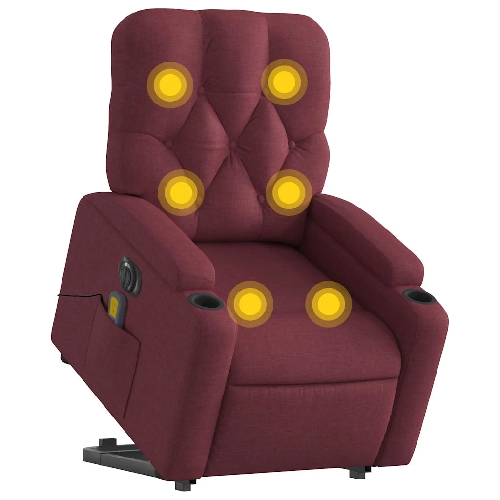 Poltrona Alzapersona Massaggiante Elettrica Rosso Vino Tessutocod mxl 133000
