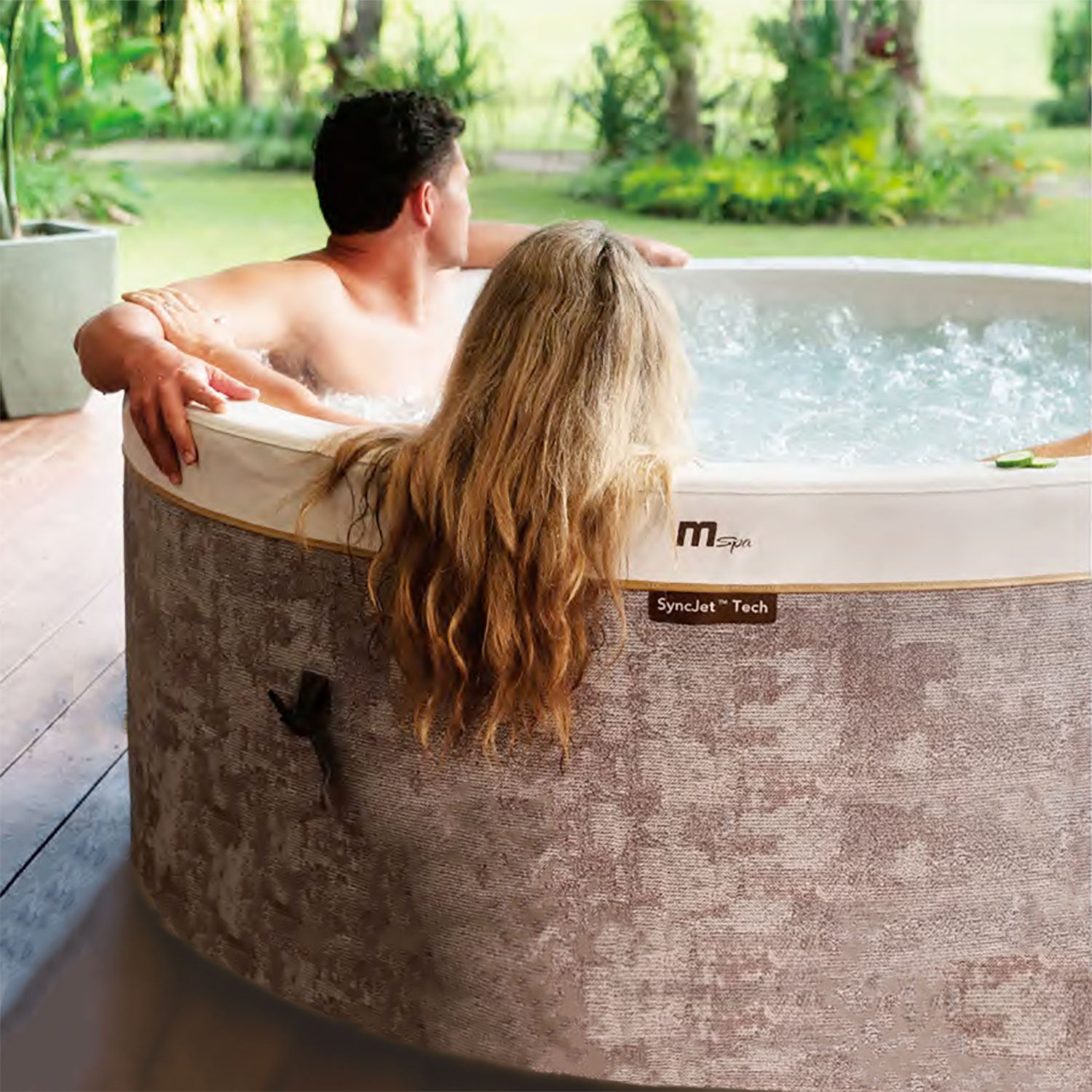 Vasca Idromassaggio Spa Cocoon Smontabile Trasportabile Gonfiabile Ø180x65 cm in PVC Marrone