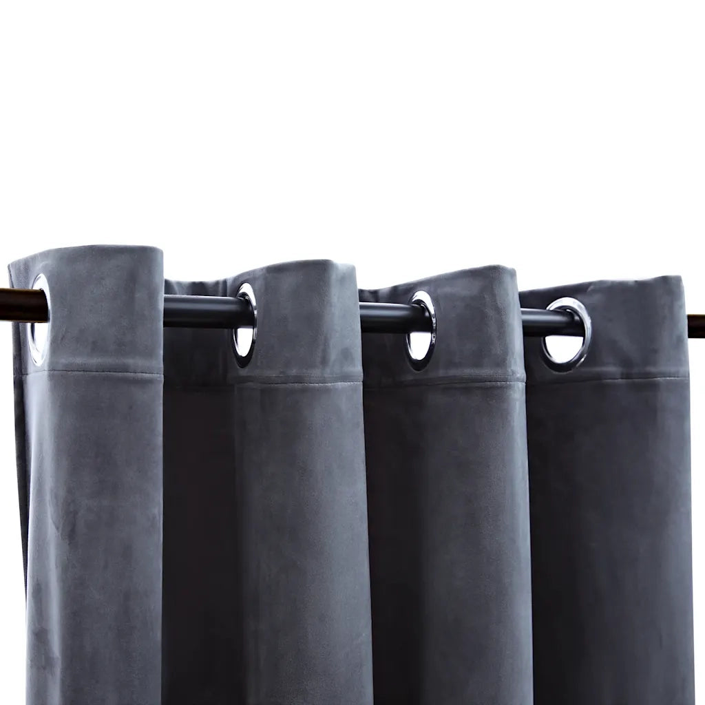 Tenda Oscurante Anelli in Metallo Velluto Antracite 290x245 cm cod mxl 66730