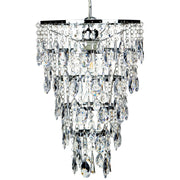 Lampada a Sospensione Argento Ferro Trasparente Finti Cristalli Lampadario Glam