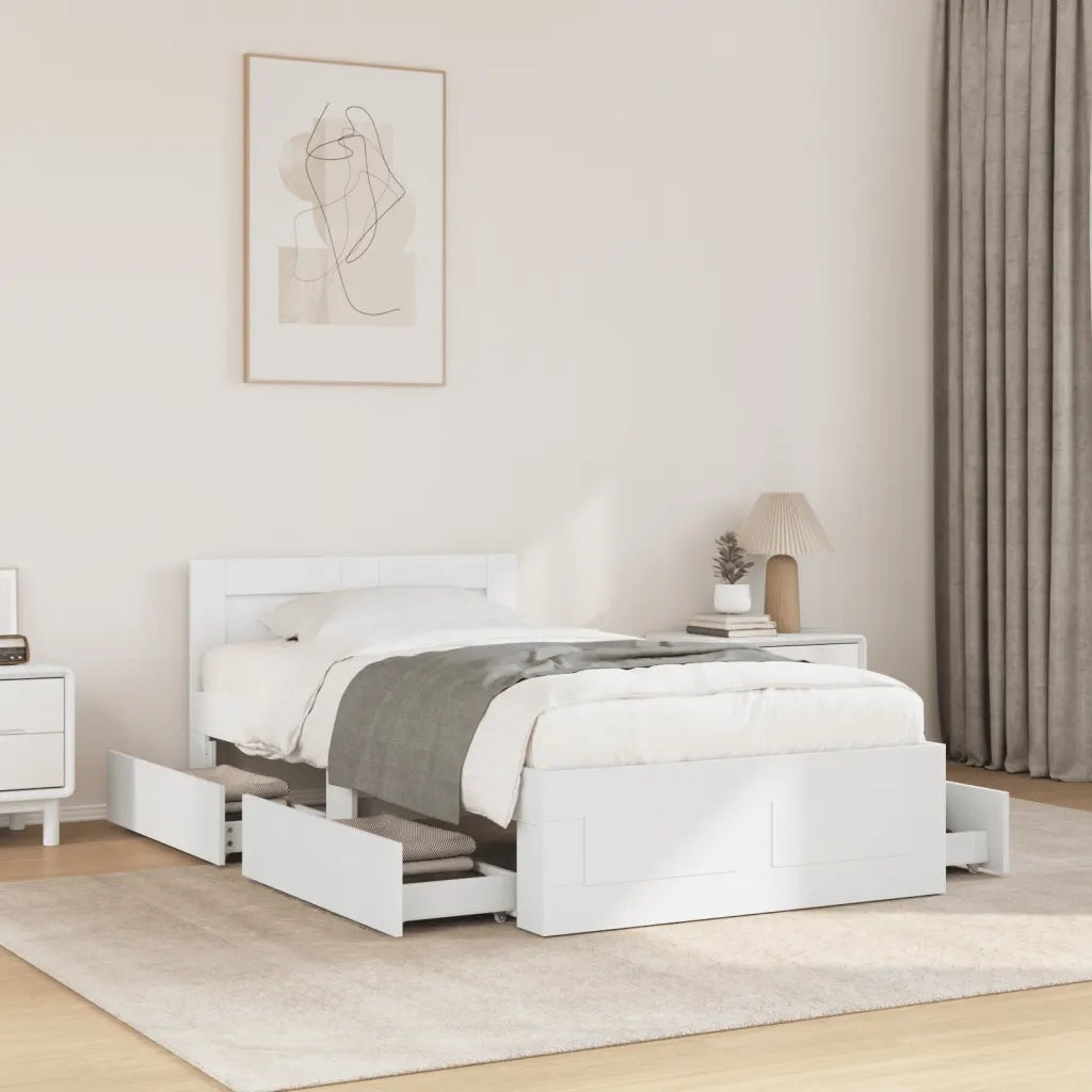 vidaXL Giroletto con Testiera Bianco 75x190 cm in Legno Multistrato