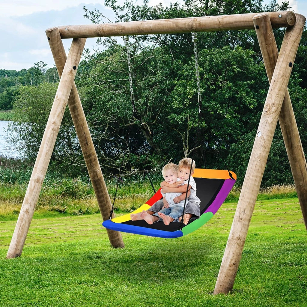 Altalena con corde regolabili, altalena per bambini e adulti, 150 cm x 80 cm, altalena da giardino fino a 150 kg, per interni ed esterni (colorata)